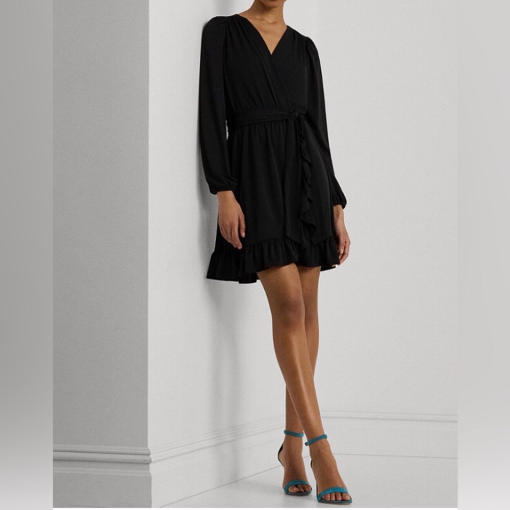 Lauren Ralph Lauren Belted Stretch Jersey Dress